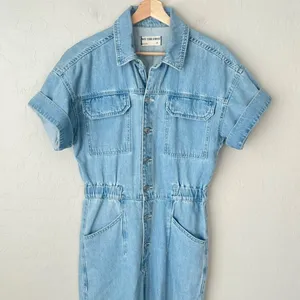 Free People we the free Marci coverall denim jumpsuit light wash small thumbnail 12