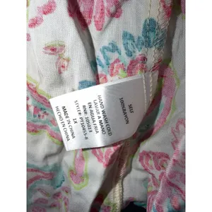 Emily Wonder Pink Teal Paisley Ruffle Peplum Blouse 1X PT10455-8 thumbnail 5
