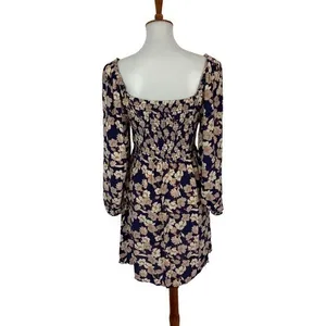 Sanctuary Smocked Floral Long Sleeve Mini‎ Dress Boho Cottagecore Aesthetic 8 thumbnail 4