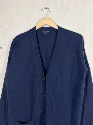 Ann Taylor Women’s 100% Cashmere Knit Cardigan Sweater V-Neck in Navy M thumbnail 2