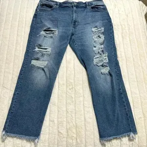 KanCan Distressed Jeans Blue Size 32 thumbnail 1