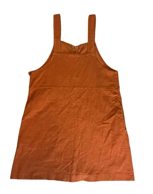 Urban Outfitters Don't Ask Why Orange Corduroy Zip-Front Jumper Dress - Size L thumbnail 1