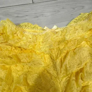 NWOT yellow‎ ruffle lace bloomer shorts size xs thumbnail 2