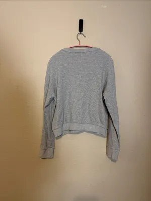 Theory Gray weekend waffle knit Henley lounge‎ long sleeve shirt Size Medium thumbnail 6