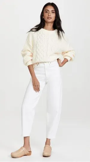 Free People Women's Dream Cable Crew Tan thumbnail 2