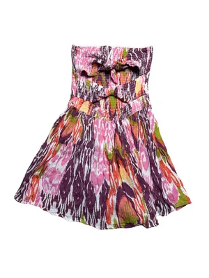 ✨🌸 Anthropologie Reversible‎ Smocked Mini Dress Size Medium Pink Ikat Print 🌸✨ thumbnail 8