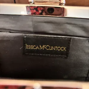 Jessica McClintock Black Satin Evening Clutch Formal Prom Wedding‎ Purse Vintage thumbnail 5