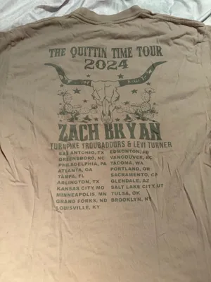 Zach Bryan the quittin time tour 2024 tshirt thumbnail 8