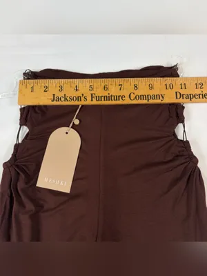 NWT MESHKI Eleanor Ruched Cut Out High Rise Brown Pants Women's Size XS thumbnail 6