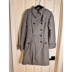 Banana Republic Gingham‎ Trench Raincoat Medium Belted Double Breasted Coat thumbnail 2
