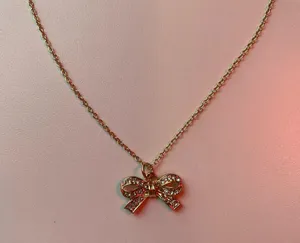 Handmade gold bow necklace  thumbnail 3