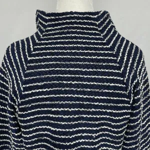 ZARA Striped Textured Mock Neck 3/4 Sleeve Sweater Top Navy White Size Medium thumbnail 11