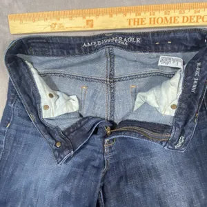 American Eagle Women Jeans Sz 6 Regular High‎ Rise Stretch Skinny Blue Jeggings thumbnail 8