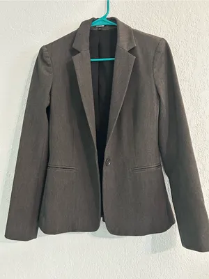 Express Editor Women’s Fitted Gray One Button Blazer with Black Lining thumbnail 13