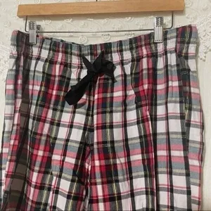 Victoria’s Secret Small Pajama Pants Plaid Red Black White Ribbon Tie thumbnail 3