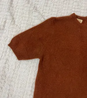 Cassidy Sweater Lambwool Angora Short Sleeve Brown Sz M thumbnail 6