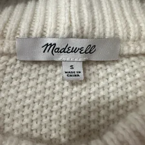 Madewell Hollydene‎ Sweater Women's Size Small Cream Ruffle Shoulder Merino Wool thumbnail 4