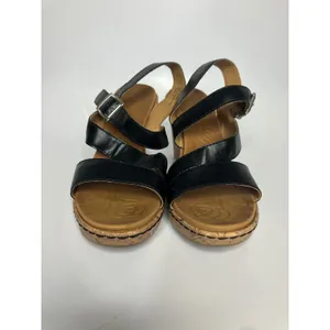 b.o.c. Wedge‎ Sandals Womens 10M Black Excellent Cork Strappy Slingback CBFK18 thumbnail 2