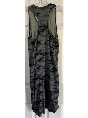 Sundry Camo Racerback Tank Dress Drawstring Waist Pockets Women's Size 1 Small thumbnail 3