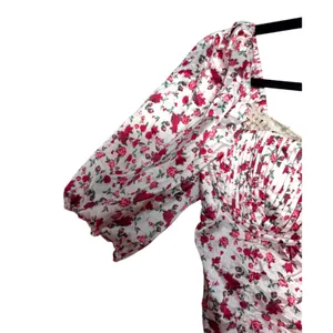For Love and Lemons Melrose White Pink Floral Ruched Mini Cocktail Dress Large thumbnail 4