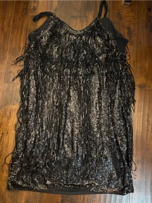 Torrid Festi Black Sequin Fringe Dress 16 Plus Flapper Gatsby Party thumbnail 6