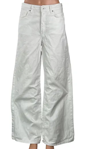 Zara Women's White High Waisted Wide Leg Baggy Palazzo Denim Jeans Size 4 thumbnail 1