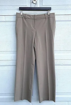 Ann Taylor Womens Pants Trouser Beige Wide Leg Career Pockets Flat Front 10 thumbnail 1
