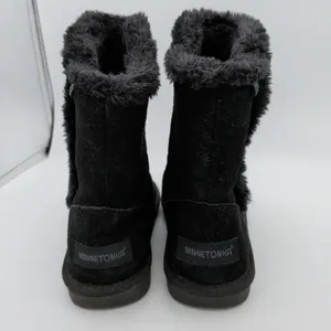 Minnetonka Milltown Black Suede Faux‎ Fur Lined Mid Calf Winter Boots Womens 6 thumbnail 5