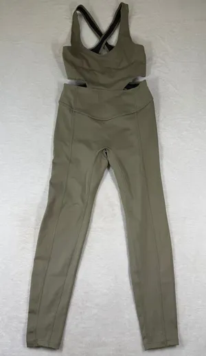 Free‎ People Movement Side-to-Side Catsuit XS Olive Green Cutout Jumpsuit thumbnail 1