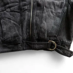 Love Tree Black Denim Jacket Cream Sherpa Collar Size L thumbnail 2