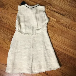Zara Cream Tweed Sleeveless Dress with Black Bow thumbnail 7