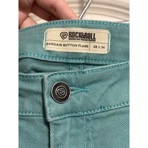 Rock & Roll Teal Bellbottom Bargain Button Flare Jeans Boho Western Cowgirl thumbnail 4