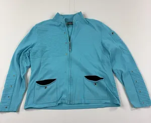 Jamie Sadock Jacket Womens Large Blue Full Zip Knit Golf Pockets Made In USA thumbnail 1