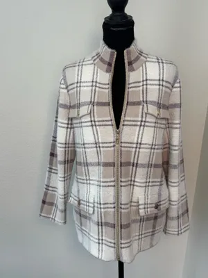 Rachel Zoe Plaid Fuzzy Zip-Up Jacket Size Medium thumbnail 7