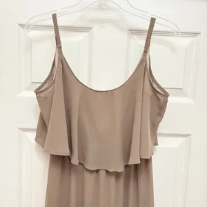 Show Me Your Mumu Caitlin Ruffle Maxi Dress Cold Shoulder Gown Dune Chiffon M thumbnail 2