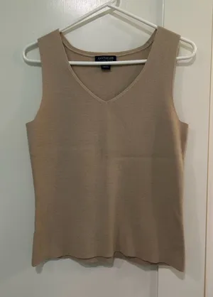 Ann Taylor Beige Sleeveless Knit Top Size Medium thumbnail 1