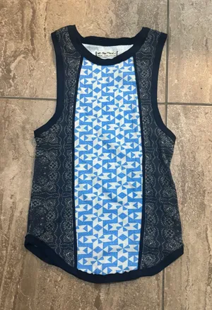 We The Free Free People Too Hot to Handle blue and black geometric pattern tank top thumbnail 1