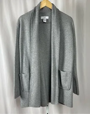 Magaschoni Medium Open Heavy Knit Cardigan Jacket Blazer Chunky Pocket Office thumbnail 1
