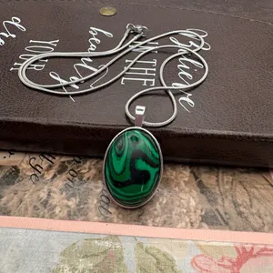 Handmade Green Swirl Pendant Necklace Whimsigoth Witchy Dark Boho thumbnail 2
