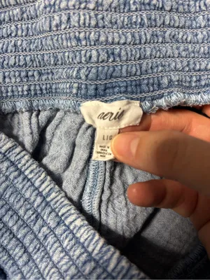 aerie Light Blue Wide-Leg side slit Gauze Pants thumbnail 5