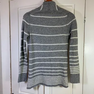 Banana Republic Womens‎ Striped Cardigan Sweater Size S Wool Blend Gray White thumbnail 2