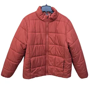 Zella Womens Rust Orange Quilted‎ Puffer Jacket Full Zip Size XL thumbnail 2