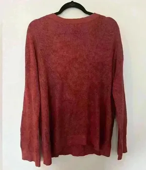 American Eagle Jegging Fit Brick Red Long Sleeve Lace Up V Neck Sweater Size L thumbnail 5
