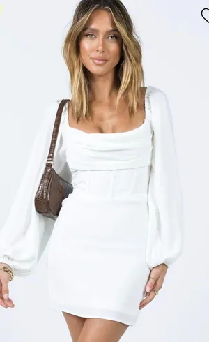LILLIE LONG SLEEVE MINI DRESS WHITE Size 6 thumbnail 2