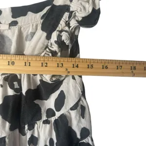 Mi Ami Women's Size Small Oversized Black White Cow Print Ruffle Western Blouse‎ thumbnail 8