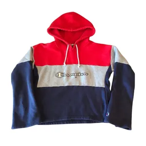 Champion Women's Reverse‎ Weave Colorblock Hoodie Red Gray Navy Size Medium y2k thumbnail 1