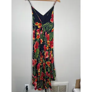Lulus PURA VIDA NAVY BLUE TROPICAL PRINT BUTTON-UP HIGH-LOW MIDI DRESS‎ Small thumbnail 5