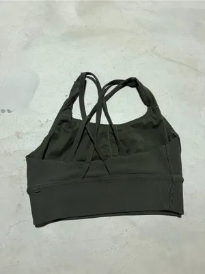 Lululemon energy longline bra Ribbed green olive sports bra 6 thumbnail 2