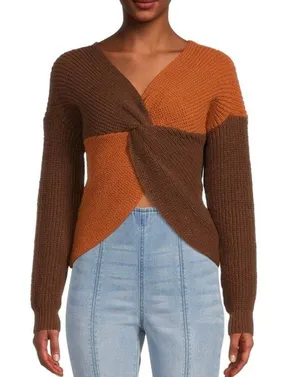 Colorblock Cross back Knit Sweater Size M thumbnail 1