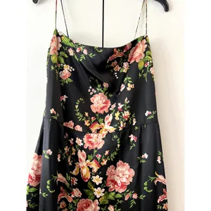 Reformation Frankie Silk Maxi Dress Silk Floral Print Black Pink Size 10 New thumbnail 2